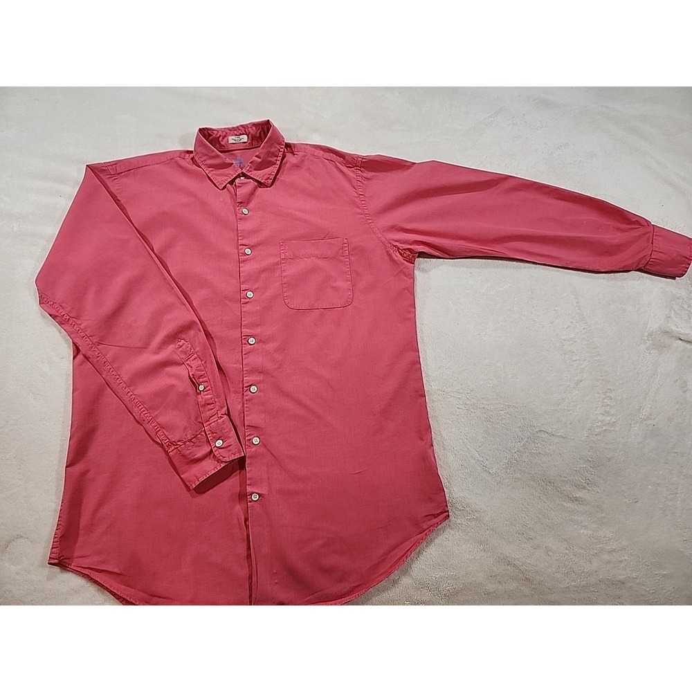 Peter Millar Seaside Collection Button Up Long Sleeve  Shirt Dark Coral Pink L
